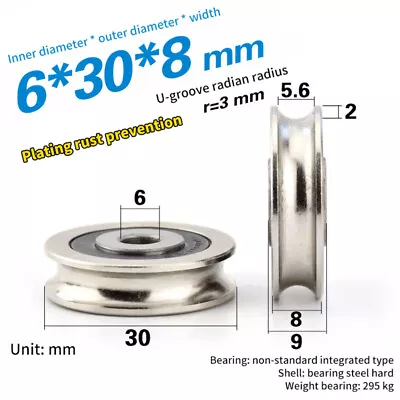 6*30*8mm High Quality Wire Rope Groove Bearing Pulley Stainless Steel Sheave • $8.88