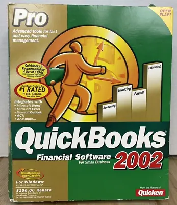2002 QuickBooks Pro For Small Business Intuit Software With KEY / CODE & Manual • $99.99