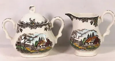 Myott The Brook Staffordshire Ware England Sugar Bowl & Creamer • £33.27