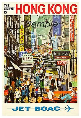 Vintage Hong Kong Boac Travel A4 Poster Print • £3.52