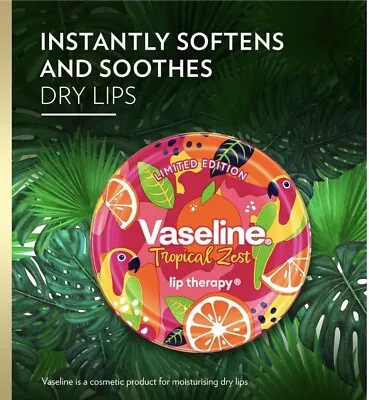 2 X Vaseline Lip Therapy Limited Edition Lip Balm Tin Tropical Zest 20g • £13.52