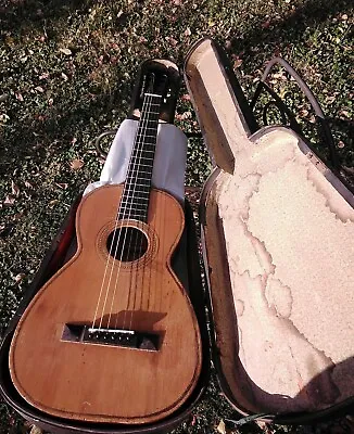 $625 • Buy  Rare 1800's  Parlor Guitar With Original Wood Coffin Case Unknown Maker 