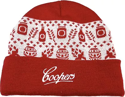 Coopers Sparkling Ale Beer Beanie Hat Red White As New Ugly Christmas • $16