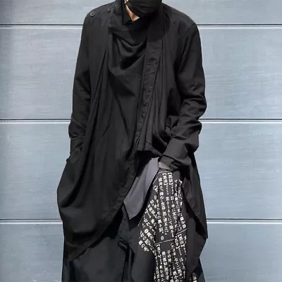 Mens Long Sleeve Punk Cardigan Coat Casual Cape Cloak Poncho Gothic Outwear Tops • £14.85