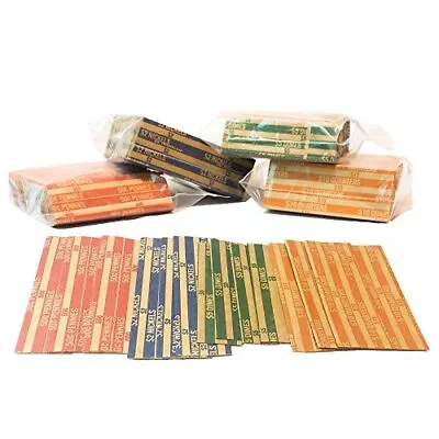 1000 Coin Wrappers Assorted Neatly-Packed Flat Roll Wrappers For Quarters Dim... • $26.44