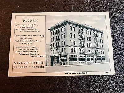 Photo PC Tonopah Nevada Street View Mizpah Hotel Advertising 1940s • $26.99