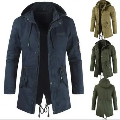 Winter Men's Trench Coat Outwear Jacket Thick Hooded Back Split Warm Outwear D • $66.84