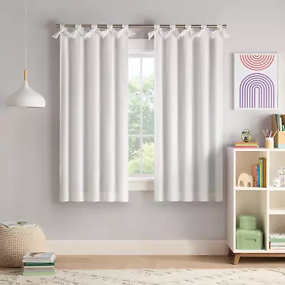 Blackout Curtain Kids Curtain With Tacked Bow Tab Top Header 63 In X 40 In Th • $28.99