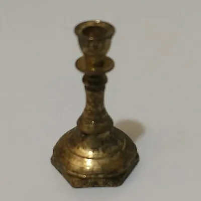 Dollhouse Miniature Candlestick Aged Brass Looking Metal .75  Detailed Mini • $4.29