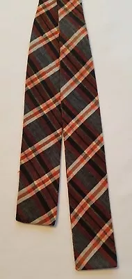 Vintage Black Orange Off-white Plaid Design Bow Tie / Neckwear • $11.25