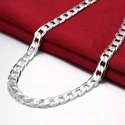 Cuban Chain Necklace 925 Sterling Silver 8mm Curb Link Men Women Jewelry Gift24! • $6.99