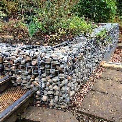 100x95x30cm Metal Gabion Basket Retaining Stone Wall Garden Wire Cage Fence Mesh • £43.99