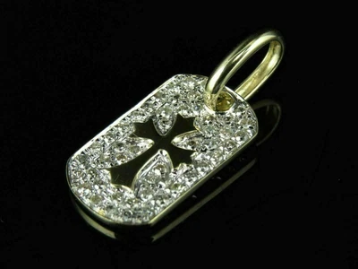 $142.49 • Buy 0.75Ct Round Cut Real Moissanite Dog Tag Pendant 14K Yellow Gold Silver Plated