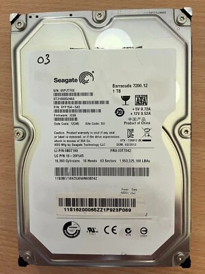 £12 • Buy Seagate Barracuda 1TB (1000GB) SATA 3.5  Desktop Hard Drive 7200 RPM  (Item 03)