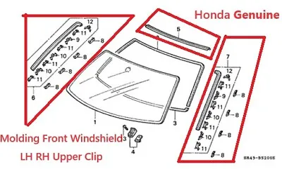 HONDA GENUINE CIVIC FERIO EG9 MOLDING WINDSHIELD Upper & Left & Right & Clip(8)  • $171