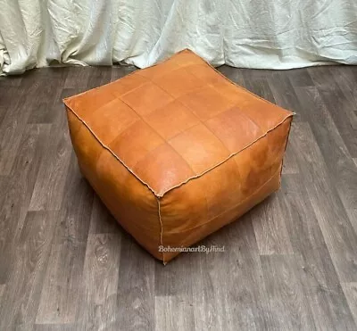 Moroccan Ottoman Footstool Pouffe Genuine Handmade Goat Leather 30'' Un-Stuffed • $152