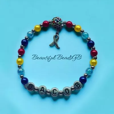 £4.99 • Buy Autism ASD Asperger’s Syndrome Multicoloured Ribbon Charm Awareness Bracelet