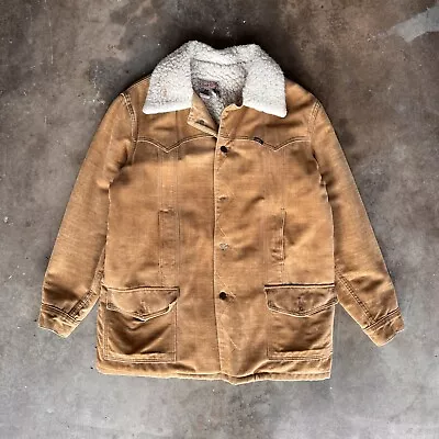 Vintage 60s 70s Lee Storm Rider Tan Jacket Sherpa Lined Size Extra Large Mens • $99.99