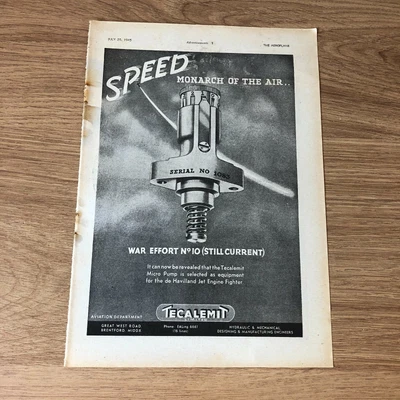 £8.99 • Buy (STA79) Advert 11x8  Tecalemit Micro Pump, For De Havilland Jet Engine Fighter 