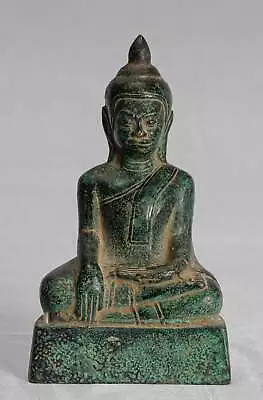 Antique Khmer Style Bronze Enlightenment Phnom Da Buddha Statue - 14cm/6  • $309.50