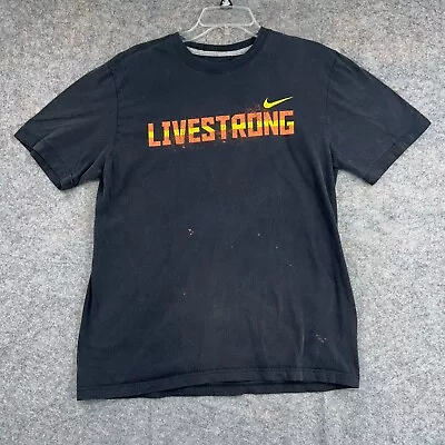 Nike Shirt Mens Large Black Yellow Live Strong Lance Armstrong Crewneck Cotton • $19.99