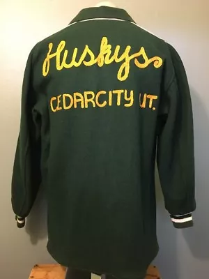 Vtg 50s 60s Green Wool Car Club Jacket Mens 48 XL Rockabilly VLV Letterman Coat • $191.25