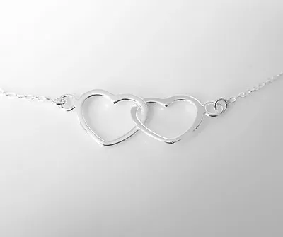 16  Sterling Silver Karma Necklace Eternity Infinity Double Heart Pendant Chain • £15.99