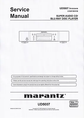 Service Manual Instructions For Marantz UD-5007 • $15.32