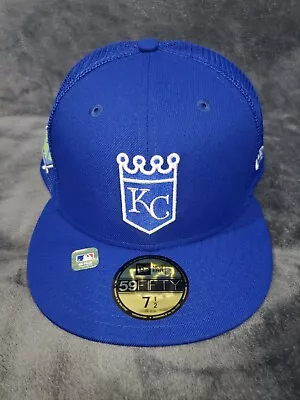 $31.99 • Buy New Era 59 Fifty Mlb Kansas City Royals Spring Mesh Fitted Mens Hat 7 1/2 Blue