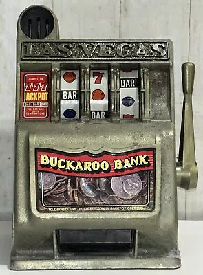 VTG Buckaroo Bank Slot Machine ~Metal Arm Pull Las Vegas Casino Game 9  **READ** • $14.95