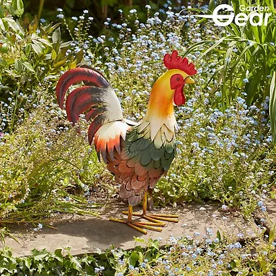 £21.99 • Buy Garden Gear Metal Cockerel Ornament Outdoor Animal Patio 47cm Bird Sculpture NEW