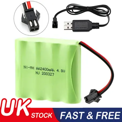 4.8V 2400mAh Ni-MH AA Battery Pack Rechargeable With SM-2P Plug For RC Car Toy • £10.89