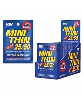 24ct Mini Thin 25/50 Energy Diet Herbal Caffeine 6 Capsules Pack CStore Display • $26.99