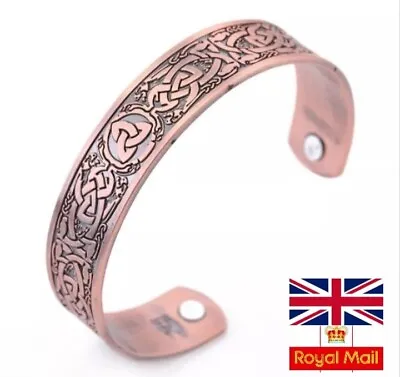 Mens Celtic Copper Bangle Magnetic Bracelet Pain Relief Arthritis Carpal Tunnel • £6.49