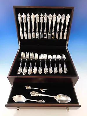 Grande Baroque By Wallace Sterling Silver Flatware Set For 12 Service 51 Pieces • $2995