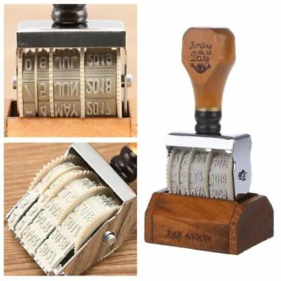 $12.49 • Buy Wooden Date Stamp DIY Scrapbooking Craft Decor Rolling Wheel Vintage Stationery
