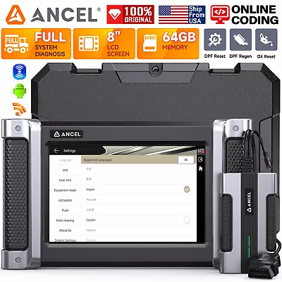 ANCEL HD8000 Diesel Heavy Duty Truck OBD Diagnostic Oil Reset DPF Regen Scanner • $844.99