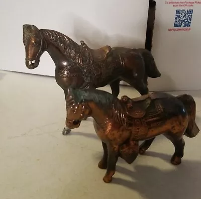 Lot Of 2 Vintage Cast Metal Carnival Prize Cowboy Horse • $13.95