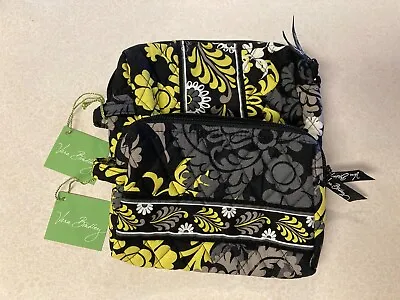 Vera Bradley Cosmetic Bag Set Of 2 Baroque Pattern Black Gray Vntg Yellow NWT • $35
