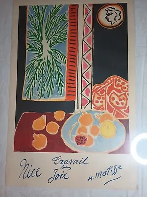 Henri Matisse Nice Travail Et Joie  Poster 20 X 29 3/4. Vintage  Travel Advert • $245