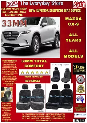 Mazda CX-9 All Years Premium Sheepskin Car Seat Covers Pair Airbag Safe 33MM • $279