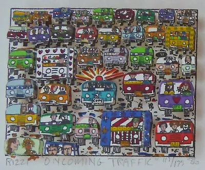 James Rizzi Oncoming Traffic 1986 Hand Signed 3-D Serigraph Pop Art Framed • $1485