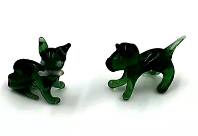 Vintage Murano Venetian Glass Animals Miniature Lampwork  Dogs X 2 • £25