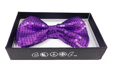 Purple Men Women Sequin Bowtie Classic Clip-On Neck-wear Tuxedo Adjustable  • $7.99