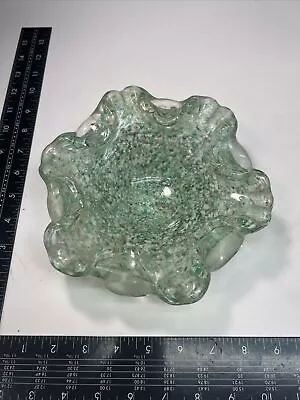 Large Ashtray Cigarette Cigar Display Glass Art Murano Style Old Ripples Green • $29.99