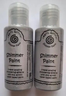 2 Pk Cosmic Shimmer SHIMMER PAINT 50ml Acrylic Water Based Craft Paint - SILVER • £10.95