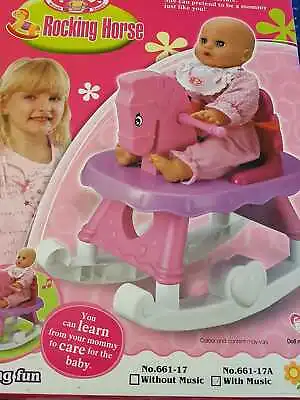 Mommy & Baby Toy Rocking Horse With Music For Playing With Dolls -  Pinks • £24.99