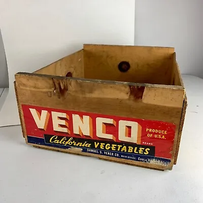 Vintage Venco California Vegetables Wood Wooden Crate Box • $49.95