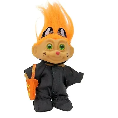 Russ Troll Black Cat Halloween Doll Orange Hair Ears Tail Trick Treat Pumpkin  • $8