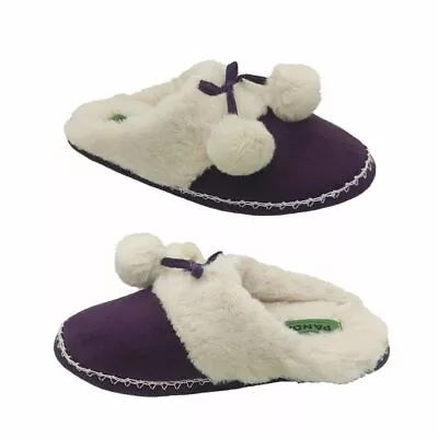 Ladies Slippers Panda Eliana Purple Fluffy Scuff Slipper CLEARANCE Size Medium • $25